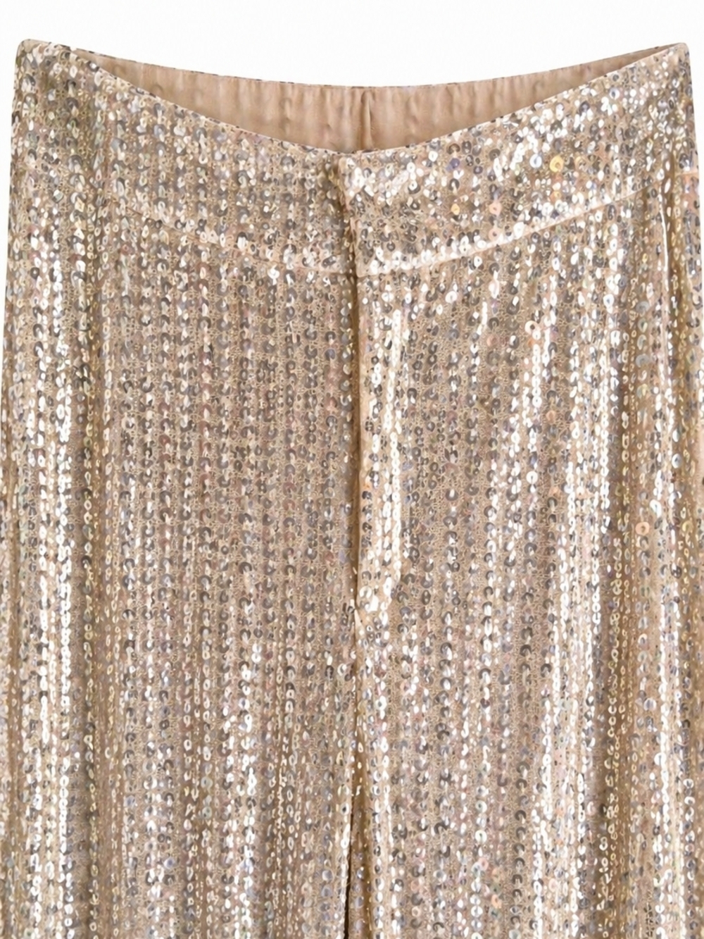 Saints & Hearts Gold Sequin Flare Pants NWT Large High Waist Glam Party Disco - Picture 4 of 11
